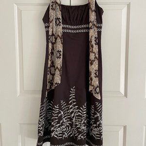 Ann Taylor Spaghetti Strap Embroidered Sundress NEW w/Scarf